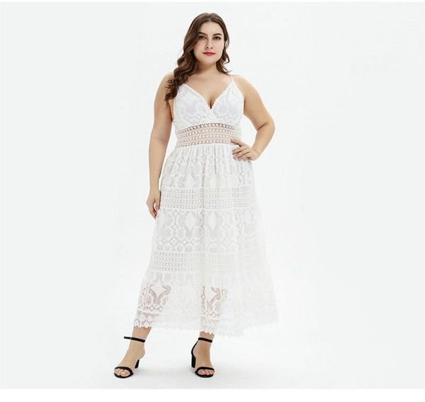 female plus size clothing asymmetrical sashes fashion ankle length casual apparel womens summer lace v neck dresses, Black;gray